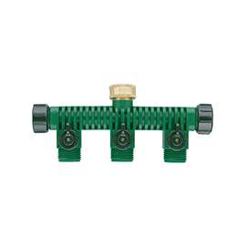 Orbit 62009N Hose Faucet Manifold, 3/4 in Swivel x MHT, 3-Port/Way, Plastic
