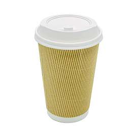 Ripple Hot Cups, 16 oz, Kraft/White, 500/Carton