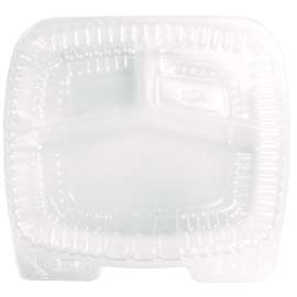Handi-Lock Three-Compartment Food Container, 8 x 3 x 8.87, Clear, Plastic, 250/Carton