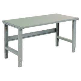 Standard Duty Steel Top Adjustable Height Workbench, 2,000 lbs, 60 x 30 x 30.88 to 36.88, Gray