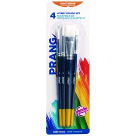 Hobby Four-Brush Set, Assorted, Synthetic, Flat; Round, 4/pack