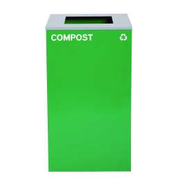 29 Gallon Trash/Recycling Cans, Steel, Green Compost Can with Square Lid