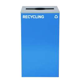 29 Gallon Trash/Recycling Cans, Steel, Blue Recycling Can with Mixed Lid