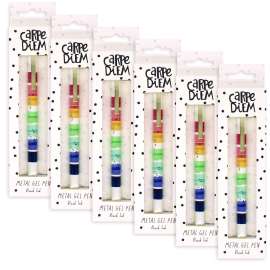 Carpe Diem All Metal Gel Pens Gel Pen, Stick, Medium 0.7 mm, Black Ink, Color Wash Multicolor Barrel, 6/Pack