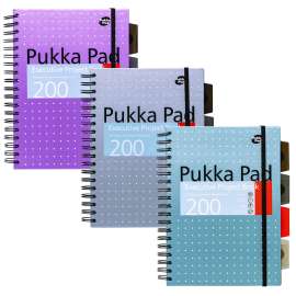 B5 Size Project Book, 4-Subject, Medium/College Rule, Assorted Metallic Color/Dot Covers, (100) 9.8 x 6 Sheets, 3/Pack