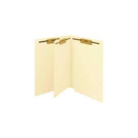 Reinforced End Tab File Folder, 0.75" Expansion, 1 Divider, 4 Fasteners, Letter Size, Manila Exterior, 200/Box