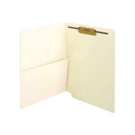 Reinforced End Tab File Folder, with Top Fastener and Pocket, Letter Size, Manila, 50/Box