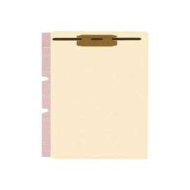 Card Stock Classification Folder Divider, 2 Fasteners, Letter Size, Manila, 100/Box