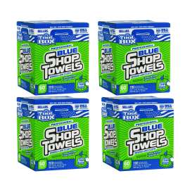 TOOLBOX Blue Shop Towels, 1-Ply, 10 x 12, Blue, 200 Sheets/Box, 4 Boxes/Carton