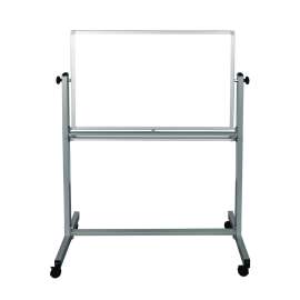 Mobile Magnetic Whiteboard, 36" x 24", White Surface, Silver Aluminum Frame