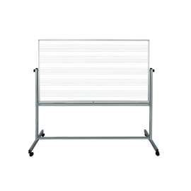 Mobile Music Staff Whiteboard, Dual-Sided Music Notation, 72" x 48", White Surface, Silver Aluminum Frame