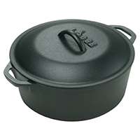 Lodge L10DOL3 Dutch Oven, 7 qt Capacity, Cast Iron, Black, Loop Handle