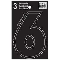 HY-KO 30400 Series 30406 Die-Cut Number, Character: 6, 3 in H Character, Black Character, Vinyl