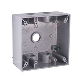HUBBELL 5337-5 Weatherproof Box, 5 -Outlet, 2 -Gang, Aluminum, Gray, Powder-Coated