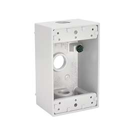 HUBBELL 5320-6 Weatherproof Box, 3 -Outlet, 1 -Gang, Aluminum, White, Powder-Coated