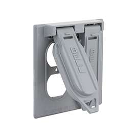 HUBBELL 5148-5 Cover, 4-17/32 in L, 4-17/32 in W, Metal, Gray, Powder-Coated