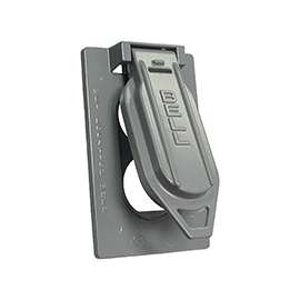 HUBBELL 5146-5 Cover, 4-9/16 in L, 2-13/16 in W, Aluminum, Gray, Powder-Coated
