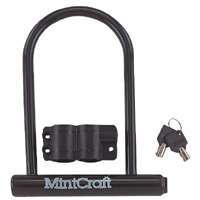 ProSource Padlock, U-Type Shackle, Steel Body, Black/Vinyl-Coated
