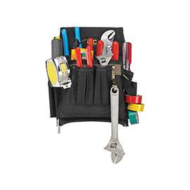 CLC Tool Works Series 1505 Tool Pouch, 10-Pocket, Polyester, Black/Tan, 7-1/2 in W, 11 in H, 6-1/4 in D