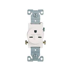 Eaton Wiring Devices 816W-BOX Single Receptacle, 2 -Pole, 250 V, 15 A, Side Wiring, NEMA: NEMA 6-15R, White