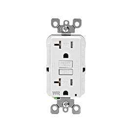 Leviton R92-GFWT2-0KW GFCI Duplex Receptacle, 2 -Pole, 20 A, 125 V, Back, Side Wiring, NEMA: 5-20R, White