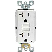 Leviton R92-GFTR2-0KW GFCI Duplex Receptacle, 2 -Pole, 20 A, 125 V, Back, Side Wiring, NEMA: 5-20R, White
