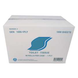 Small Roll Bath Tissue, Septic Safe, 1-Ply, White, 1000 Sheets/Roll, 96 Rolls/Carton