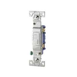 Eaton Wiring Devices 1301-7W Toggle Switch, 15 A, 120 V, Polycarbonate Housing Material, White