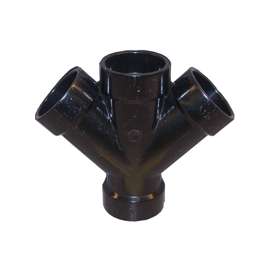 CANPLAS 102351BC Double Pipe Wye, 1-1/2 in, Hub, ABS, Black