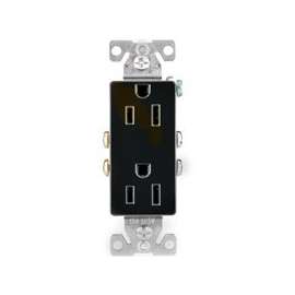 Eaton Wiring Devices 1107-9BK-BOX Duplex Receptacle, 2 -Pole, 15 A, 125 V, Back, Side Wiring, NEMA: 5-15R, Black