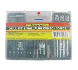 300-piece Combination Drill Set with Plastic Wall Plugs