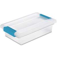 Sterilite 19618606 Clip Box, Plastic, Blue Aquarium/Clear, 11 in L, 6-5/8 in W, 2-3/4 in H