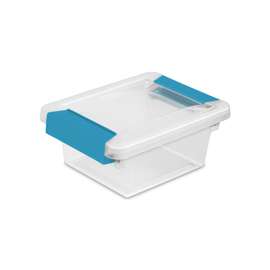 Sterilite 19698606 Clip Box, Plastic, Blue Aquarium/Clear, 6-5/8 in L, 5 in W, 2-3/4 in H
