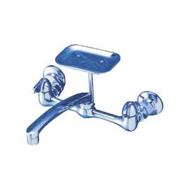 Boston Harbor PF6363204 Laundry Faucet, 1.8 gpm, 2-Faucet Handle, 2-Faucet Hole, Brass, Wall Mounting, Swing Spout