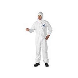 Tyvek Coveralls with Attached Hood, X-Large, White