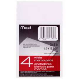 50CT WHT 4PK Memo Pad