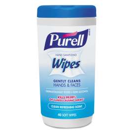 Hand Sanitizing Wipes, 5 7/10 x 7 1/2, Clean Refreshing Scent, 40/Canister