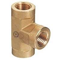 Pipe Thread Tees, Connector, 3,000 PSIG, Brass, 1/4 in NPT (Branch)