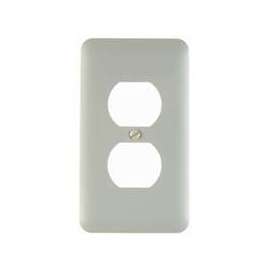 Amerelle 935DW Receptacle Wallplate, 5 in L, 2-13/16 in W, 1 -Gang, Steel, White