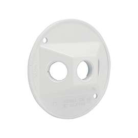 HUBBELL 5197-1 Lampholder Cluster Cover, 4-1/8 in Dia, 1.094 in L, 4-1/8 in W, Round, Metal, White, Powder-Coated