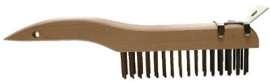 Shoe Handle Scratch Brushes, 10 1/4", 4X16 Rows, Carbon Steel Wire, Wood Handle