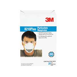 3M 8210PB1-A/8210+ Disposable Non-Valved Respirator, One Size Mask, 95 % Filter Efficiency, White