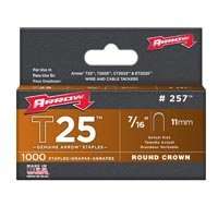 Arrow T25 Series 257 Round Crown Staple, 5/16 in W Crown, 7/16 in L Leg