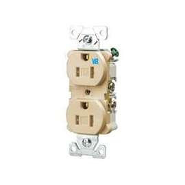 Eaton Wiring Devices TWRBR15V Duplex Receptacle, 2 -Pole, 15 A, 125 V, Back, Side Wiring, NEMA: 5-15R, Ivory