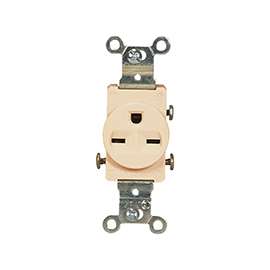 Eaton Wiring Devices 816V-BOX Single Receptacle, 2 -Pole, 250 V, 15 A, Side Wiring, NEMA: NEMA 6-15R, Ivory