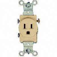 Eaton Wiring Devices 817V-BOX Single Receptacle, 2 -Pole, 125 V, 15 A, Side Wiring, NEMA: NEMA 5-15R, Ivory