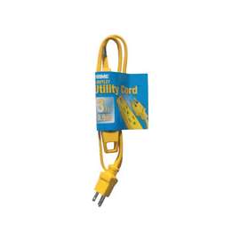 Prime EC840603 Utility Extension Cord, 16/3 AWG Cable, 3 ft L, 13 A, 125 V, Yellow
