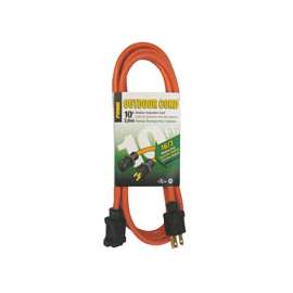 Prime EC501610 Outdoor Extension Cord, 16/3 AWG Cable, 10 ft L, Orange