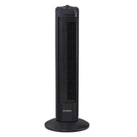 PowerZone TF-28B Oscillating Fan Tower, 120 V, 0.45 A, 90 deg Sweep, 28 in Dia Blade, Plastic Blade, Black