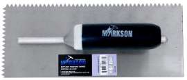 MARKSON V Notch Trowel with Soft Grip Handle, Drywall Trowel Notch 3/16" x 1/4" V Notch Trowel, High Carbon Steel